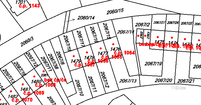 Bělá pod Bezdězem 1065 na parcele st. 1477 v KÚ Bělá pod Bezdězem, Katastrální mapa