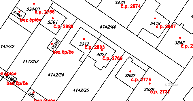 Břeclav 2769 na parcele st. 4027 v KÚ Břeclav, Katastrální mapa