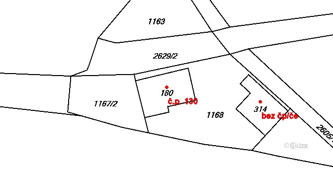 Horní Cerekev 130 na parcele st. 180 v KÚ Horní Cerekev, Katastrální mapa