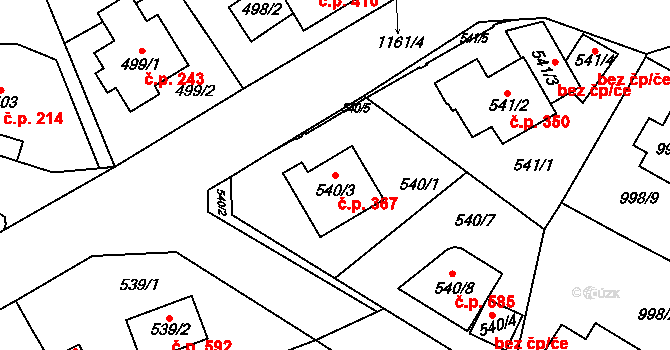 Velká Chuchle 367, Praha na parcele st. 540/3 v KÚ Velká Chuchle, Katastrální mapa