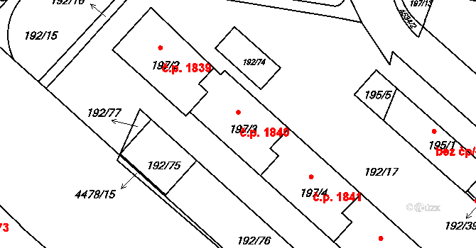 Strašnice 1840, Praha na parcele st. 197/3 v KÚ Strašnice, Katastrální mapa