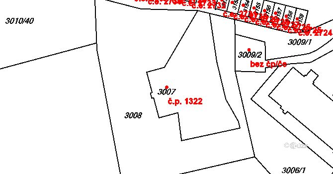 Podlesí 1322, Havířov na parcele st. 3007 v KÚ Bludovice, Katastrální mapa