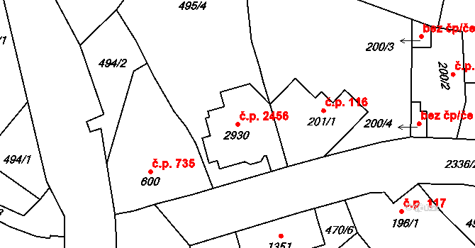 Jablonec nad Nisou 2456 na parcele st. 2930 v KÚ Jablonec nad Nisou, Katastrální mapa