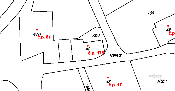 Arnoltice 173 na parcele st. 40 v KÚ Arnoltice, Katastrální mapa
