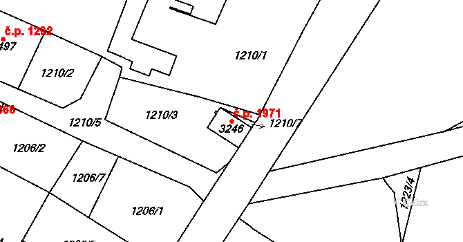 Kraslice 1971 na parcele st. 3246 v KÚ Kraslice, Katastrální mapa