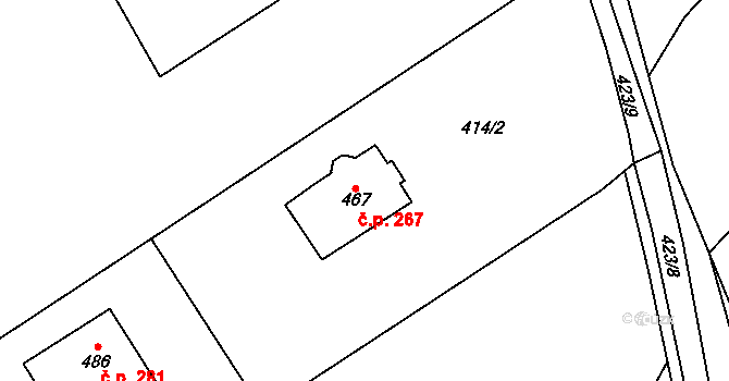 Blatnice 267 na parcele st. 467 v KÚ Blatnice u Nýřan, Katastrální mapa