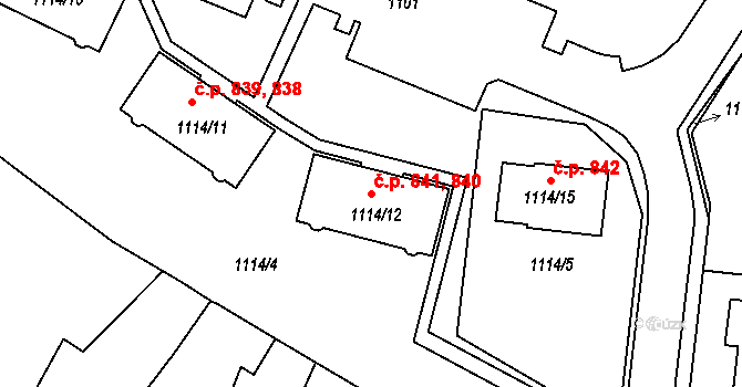 Kamenice nad Lipou 840,841 na parcele st. 1114/12 v KÚ Kamenice nad Lipou, Katastrální mapa