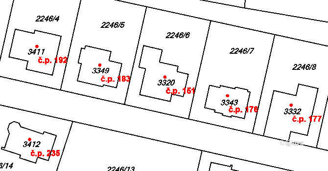 Štítary 151, Kolín na parcele st. 3320 v KÚ Štítary u Kolína, Katastrální mapa