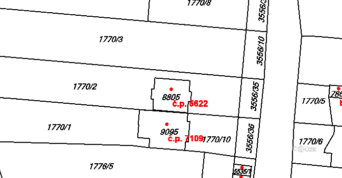 Zlín 5622 na parcele st. 8805 v KÚ Zlín, Katastrální mapa
