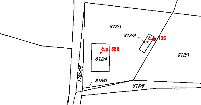 Štěnovice 556 na parcele st. 812/4 v KÚ Štěnovice, Katastrální mapa
