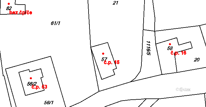 Dubnice 15, Lichnov na parcele st. 57 v KÚ Dubnice, Katastrální mapa