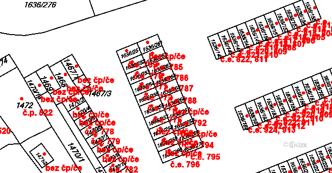 Teplické Předměstí 788, Bílina na parcele st. 1636/265 v KÚ Bílina, Katastrální mapa