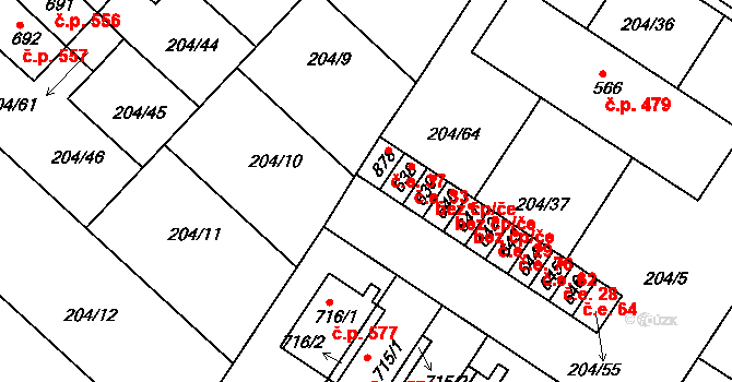 Luka nad Jihlavou 37 na parcele st. 878 v KÚ Luka nad Jihlavou, Katastrální mapa