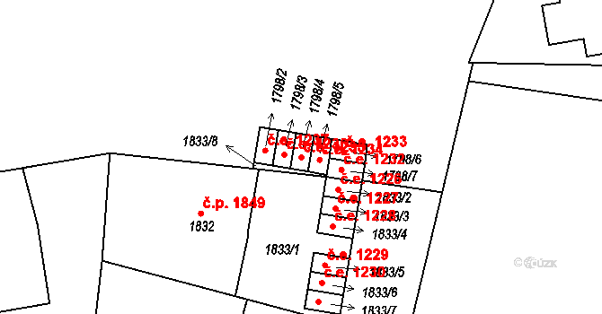 Tábor 1235 na parcele st. 1798/4 v KÚ Tábor, Katastrální mapa