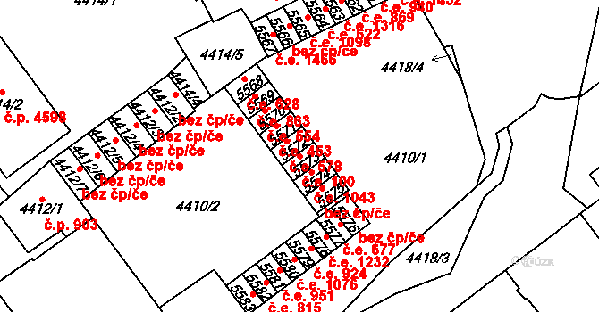 Chomutov 100 na parcele st. 5573 v KÚ Chomutov I, Katastrální mapa