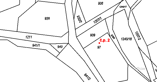 Jiříkovec 2, Heřmaničky na parcele st. 97 v KÚ Heřmaničky, Katastrální mapa