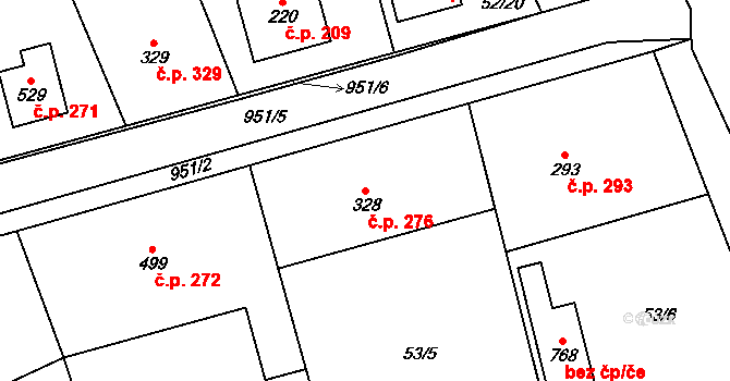 Nedvědice 276 na parcele st. 328 v KÚ Nedvědice pod Pernštejnem, Katastrální mapa