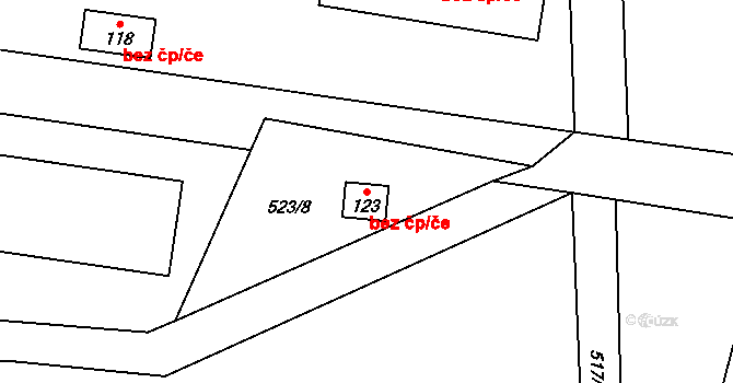 Chotiměř 41087496 na parcele st. 123 v KÚ Chotiměř, Katastrální mapa