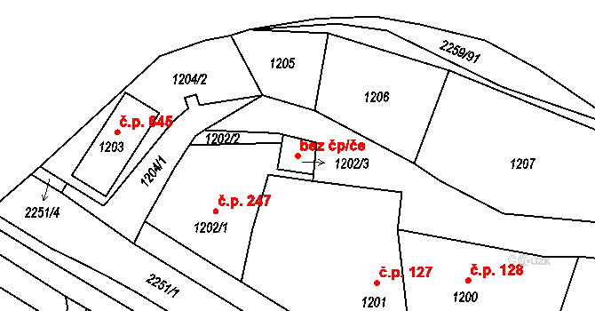 Loštice 42262496 na parcele st. 1202/3 v KÚ Loštice, Katastrální mapa