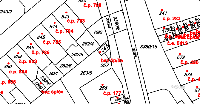 Česká Třebová 45433496 na parcele st. 3414 v KÚ Česká Třebová, Katastrální mapa