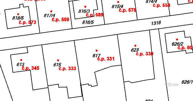 Bolatice 331 na parcele st. 617 v KÚ Bolatice, Katastrální mapa