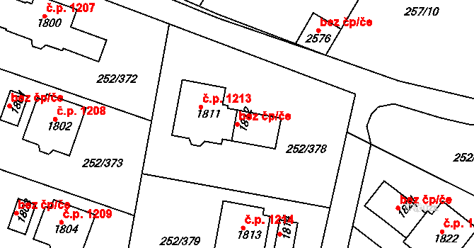 Rosice 46046496 na parcele st. 1812 v KÚ Rosice u Brna, Katastrální mapa