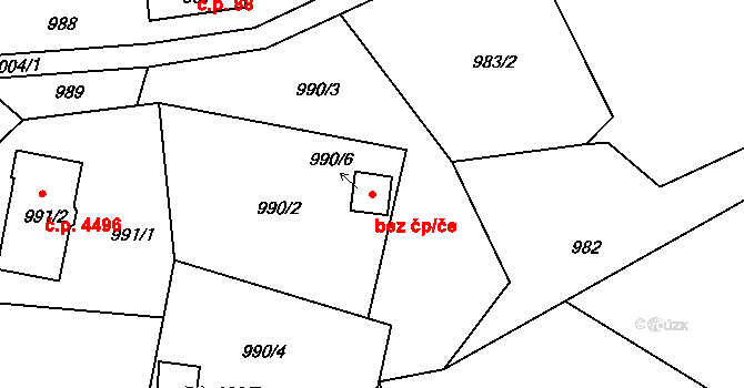 Jablonec nad Nisou 50142496 na parcele st. 990/6 v KÚ Proseč nad Nisou, Katastrální mapa