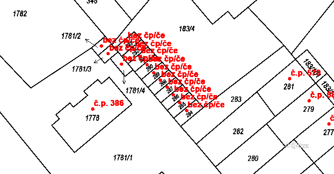 Lednice 50420496 na parcele st. 287 v KÚ Lednice na Moravě, Katastrální mapa