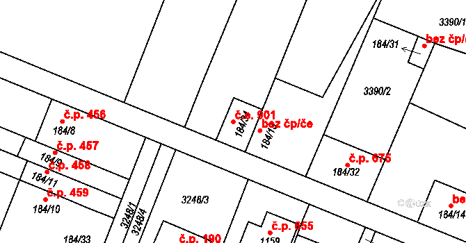Tovačov I-Město 901, Tovačov na parcele st. 184/34 v KÚ Tovačov, Katastrální mapa