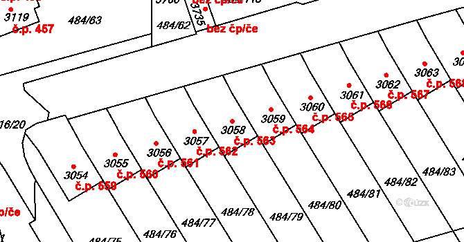Horní Brána 563, Český Krumlov na parcele st. 3058 v KÚ Český Krumlov, Katastrální mapa