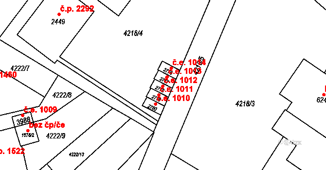 Žatec 1012 na parcele st. 2778 v KÚ Žatec, Katastrální mapa