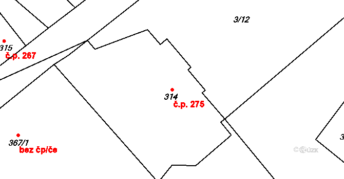 Lipnice nad Sázavou 275 na parcele st. 314 v KÚ Lipnice nad Sázavou, Katastrální mapa