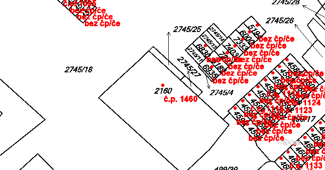 Havlíčkův Brod 1460 na parcele st. 2160 v KÚ Havlíčkův Brod, Katastrální mapa