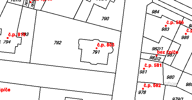 Chotěboř 803 na parcele st. 791 v KÚ Chotěboř, Katastrální mapa