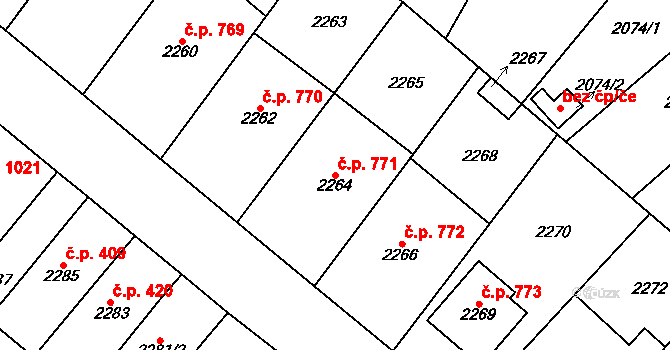 Pohořelice 771 na parcele st. 2264 v KÚ Pohořelice nad Jihlavou, Katastrální mapa