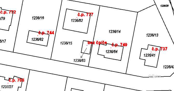 Proboštov 100752497 na parcele st. 1236/83 v KÚ Proboštov u Teplic, Katastrální mapa