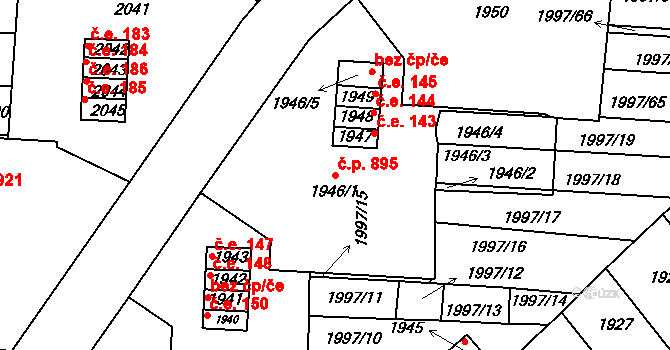 Hustopeče 895 na parcele st. 1946/1 v KÚ Hustopeče u Brna, Katastrální mapa