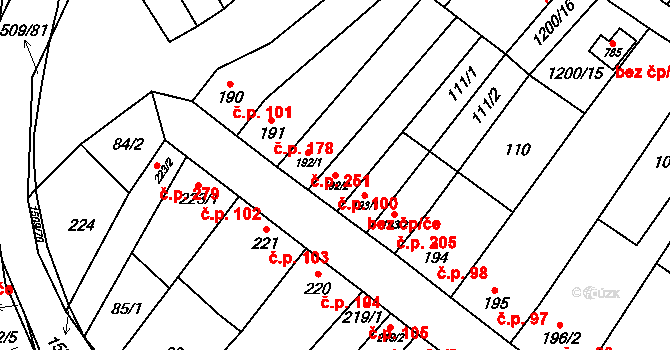 Kvasice 100 na parcele st. 192/2 v KÚ Kvasice, Katastrální mapa