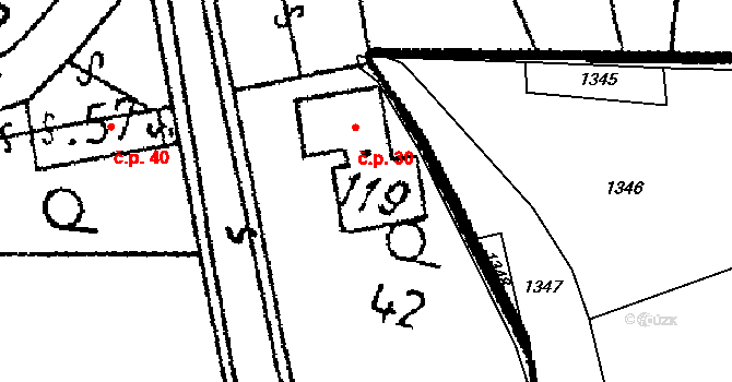 Žandov 30, Chlístovice na parcele st. 119 v KÚ Žandov, Katastrální mapa