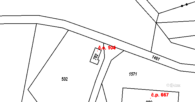 Kudlov 104, Zlín na parcele st. 762 v KÚ Kudlov, Katastrální mapa