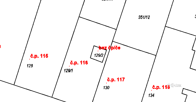 Chotěšice 116669497 na parcele st. 129/2 v KÚ Chotěšice, Katastrální mapa