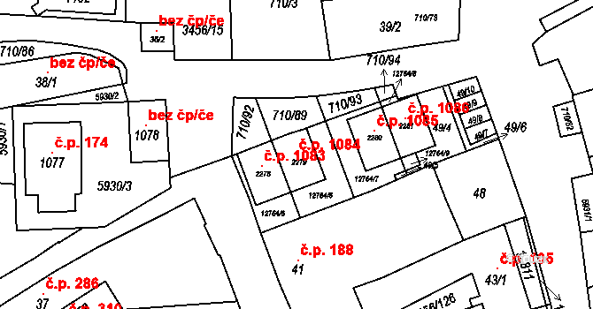 Hrušovany nad Jevišovkou 1084 na parcele st. 2279 v KÚ Hrušovany nad Jevišovkou, Katastrální mapa