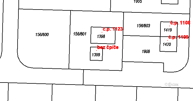 Chýně 119979497 na parcele st. 1399 v KÚ Chýně, Katastrální mapa