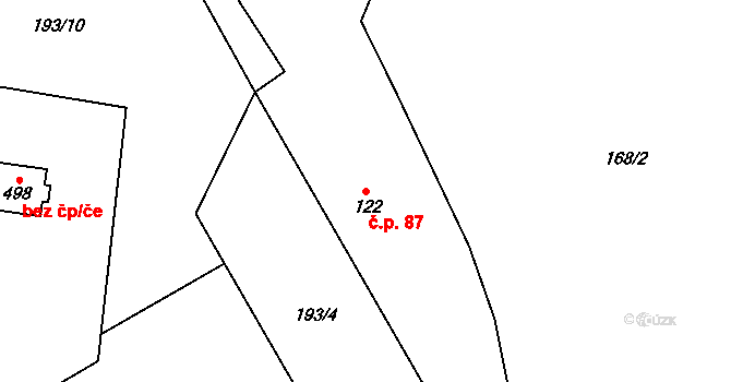 Holoubkov 87 na parcele st. 122 v KÚ Holoubkov, Katastrální mapa