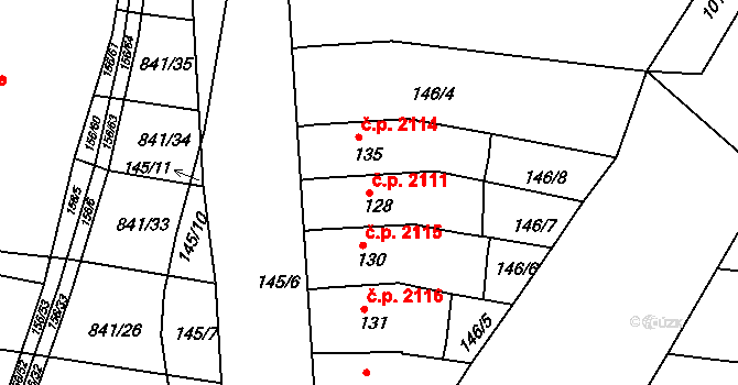Nětčice 2111, Kyjov na parcele st. 128 v KÚ Nětčice u Kyjova, Katastrální mapa
