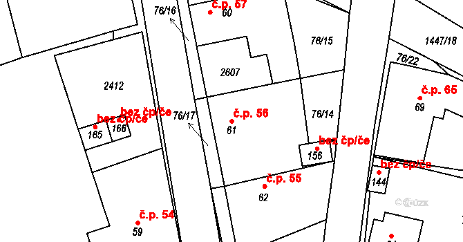 Sedlejov 56 na parcele st. 61 v KÚ Sedlejov, Katastrální mapa
