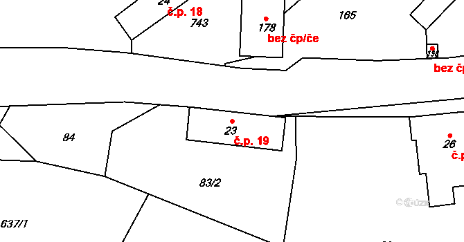 Maršov u Úpice 19 na parcele st. 23 v KÚ Maršov u Úpice, Katastrální mapa