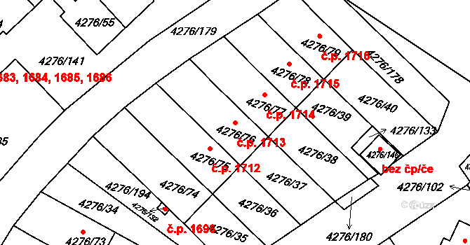 Boskovice 1713 na parcele st. 4276/76 v KÚ Boskovice, Katastrální mapa