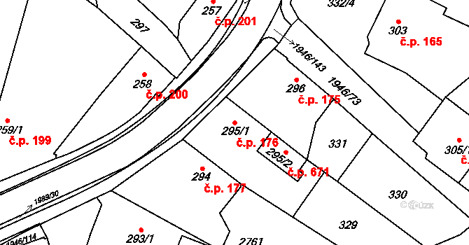 Třebechovice pod Orebem 176 na parcele st. 295/1 v KÚ Třebechovice pod Orebem, Katastrální mapa