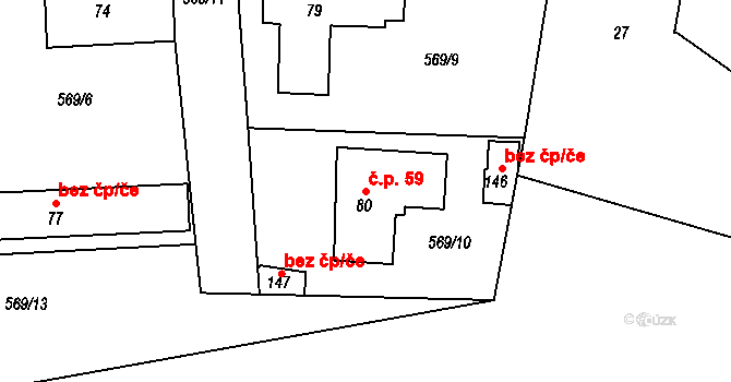 Bubovice 59, Volenice na parcele st. 80 v KÚ Bubovice u Březnice, Katastrální mapa
